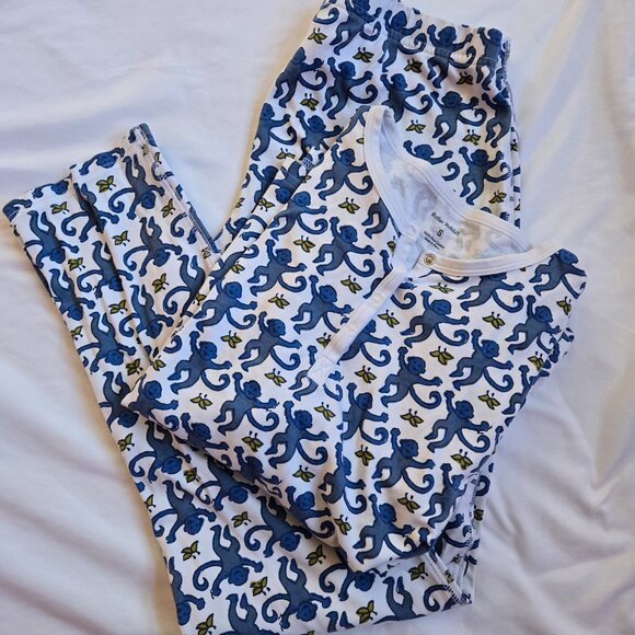 ROLLER RABBIT Blue Monkey PJ set - Picture 4 of 6